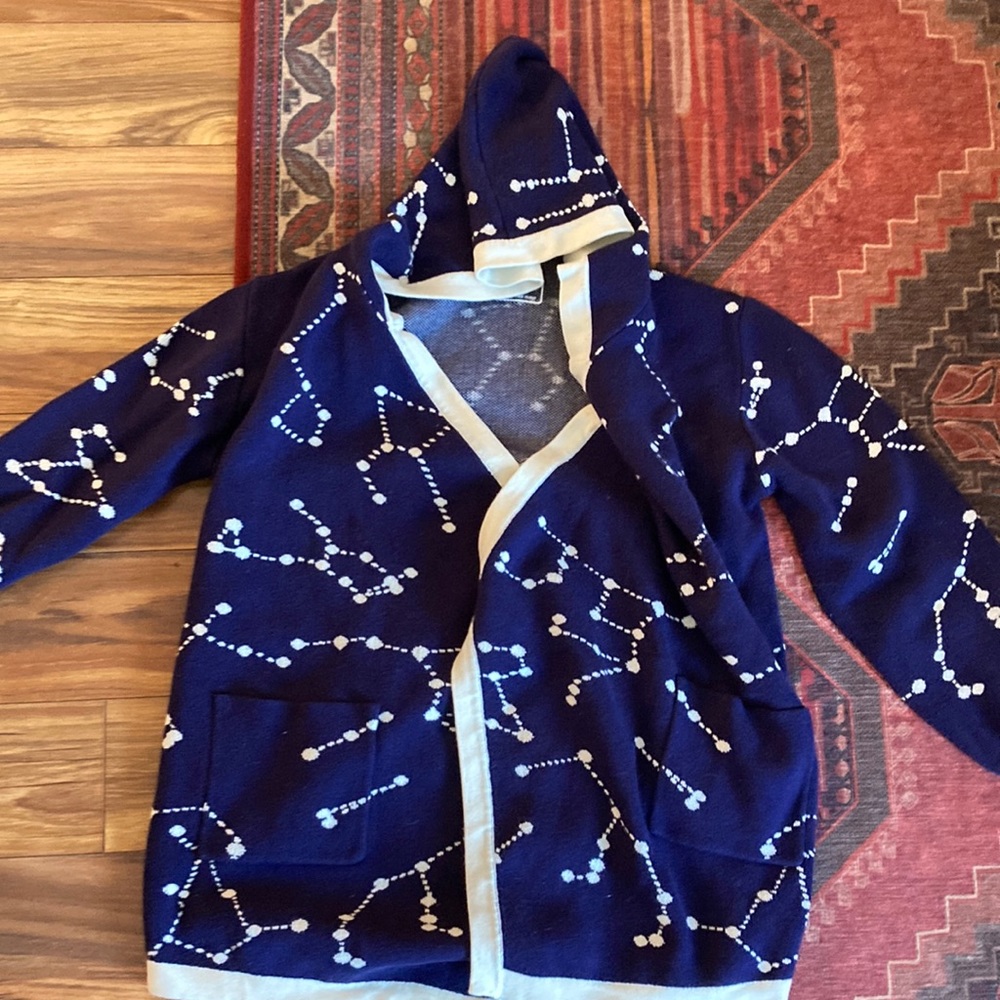 ThinkGeek Constellation Open Sweater Cardigan with Hood and Pockets